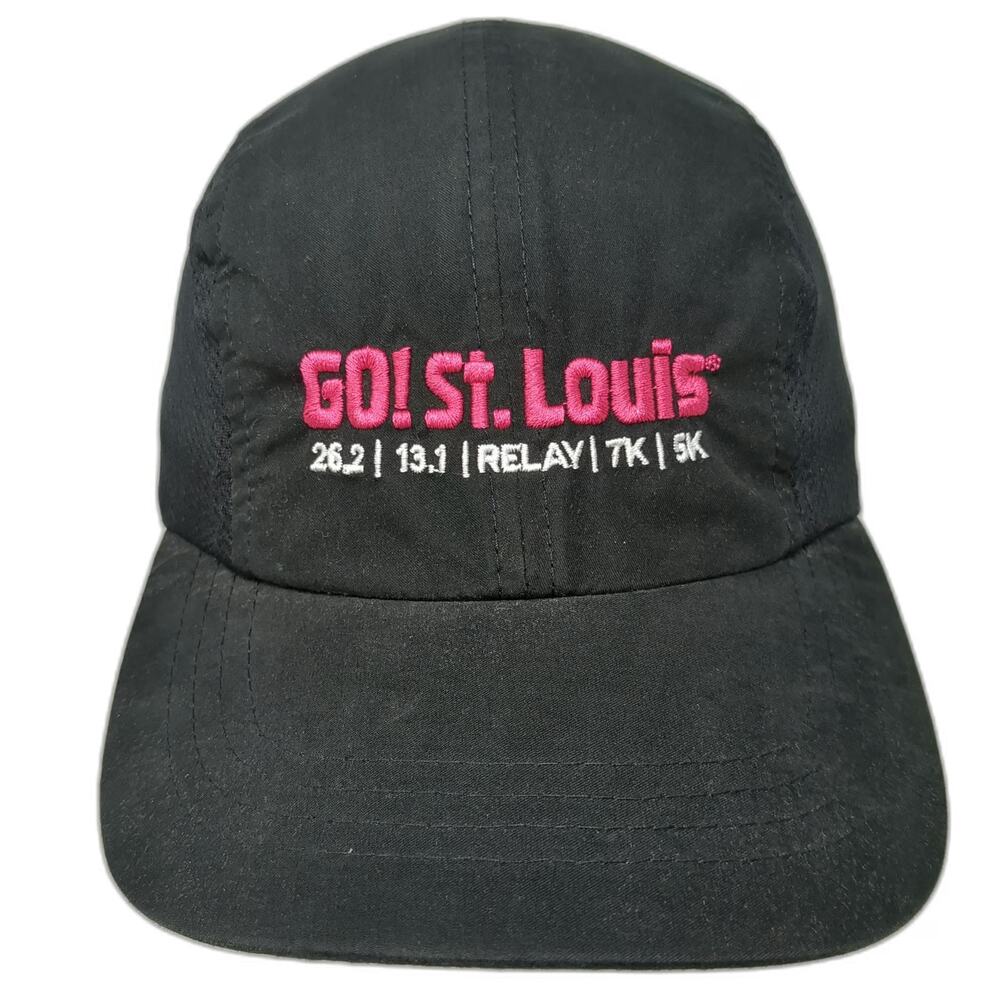 Headsweats Baseball Cap Black Pink One Size Running Mesh Hat GO St Louis 26.2